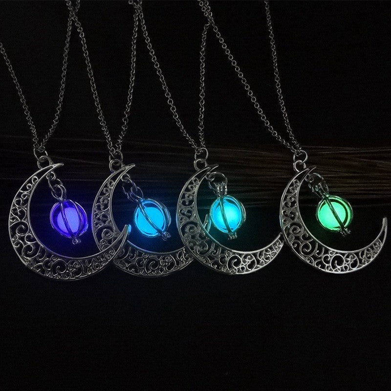 Moon Natural Glowing Stone Healing Necklace