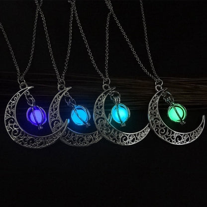 Moon Natural Glowing Stone Healing Necklace