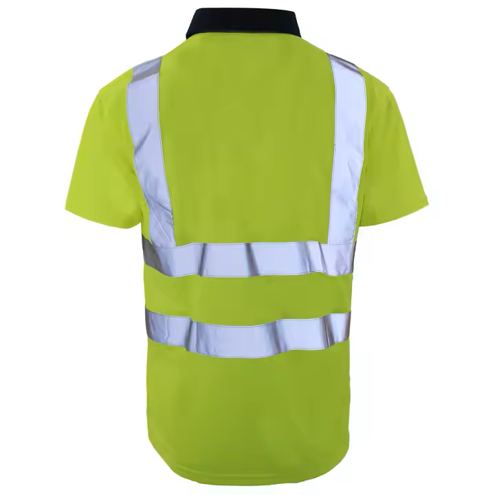 Men High Visibility Polo Work Shirt Workwear 100% Polyester Shirt Reflective Safety Polo T-Shirt